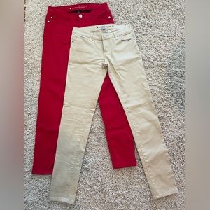 Cream & Red stretchy skinny jeggings